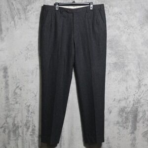 Brioni Pants Mens 38x33 Gray Dress Flannel Wool Viscose Pleated Check Italy Made